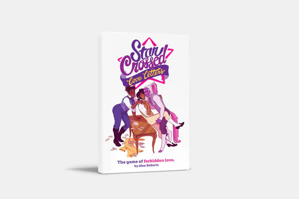 Star Crossed Love Letter game box for two players, showing illustrated characters in colorful outfits.