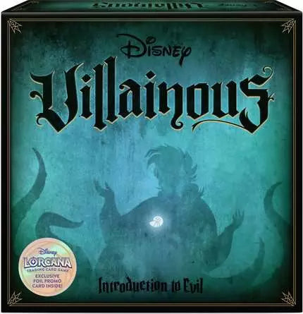 Disney Villainous: Intro to Evil card game box featuring a shadowy villain on the cover.