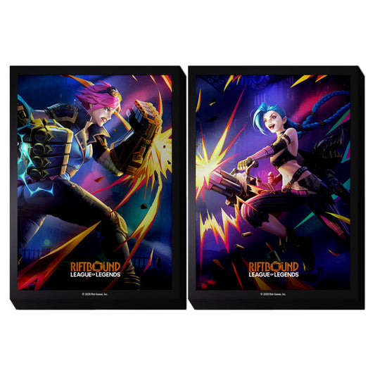 Deck Protector: Riftbound: Vendetta: Vi vs Jinx (100), featuring Vi and Jinx artwork.