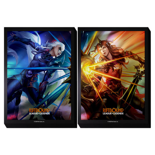 Deck Protector: Riftbound: Vendetta 100 card sleeves featuring Diana and Leona artwork.