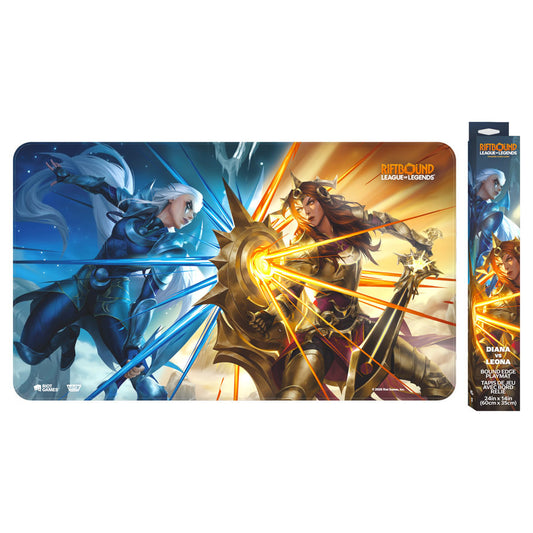 Playmat: Riftbound: Vendetta featuring Diana and Leona artwork, for trading card games.