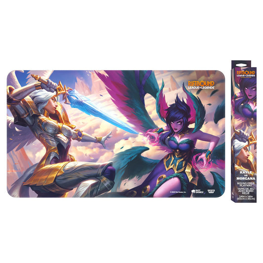 League of Legends Playmat: Riftbound: Vendetta, featuring Kayle vs Morgana artwork.