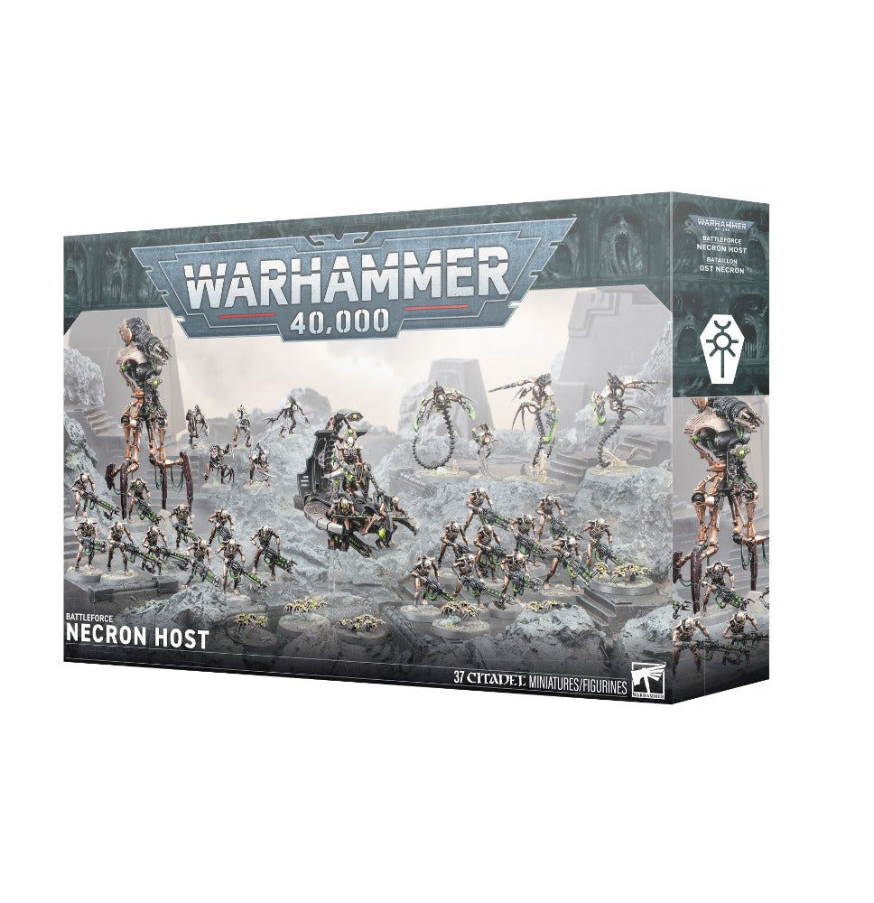 BATTLEFORCE: NECRON HOST box set featuring painted Necron miniatures on the packaging.