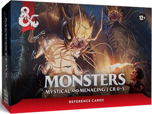 Monster Cards: Mystical and Menacing CR 0-5 stat cards set for One D&D, suitable for ages 12 and up.