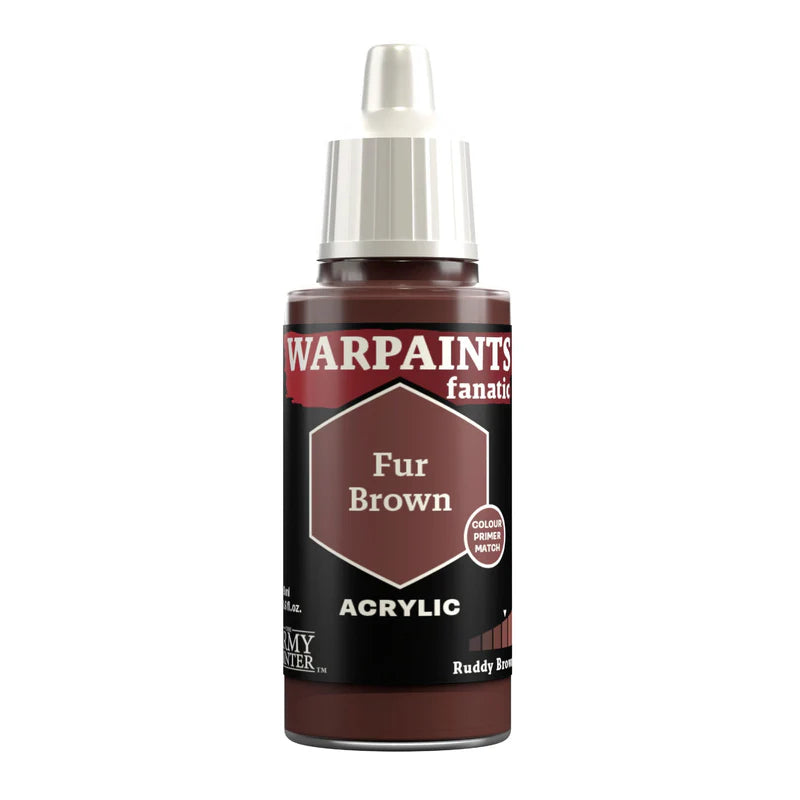 Warpaints Fanatic Fur Brown 18ml acrylic paint bottle with white cap and hexagonal label.