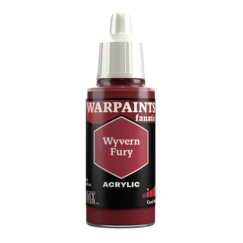 18ml bottle of Warpaints Fanatic Wyvern Fury paint, deep purplish red, Cool Reds range.