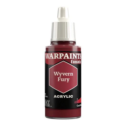 18ml bottle of Warpaints Fanatic Wyvern Fury paint, deep purplish red, Cool Reds range.