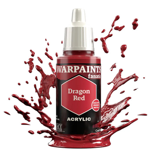 Warpaints Fanatic Dragon Red 18ml acrylic paint bottle with purplish red splashes on the label.
