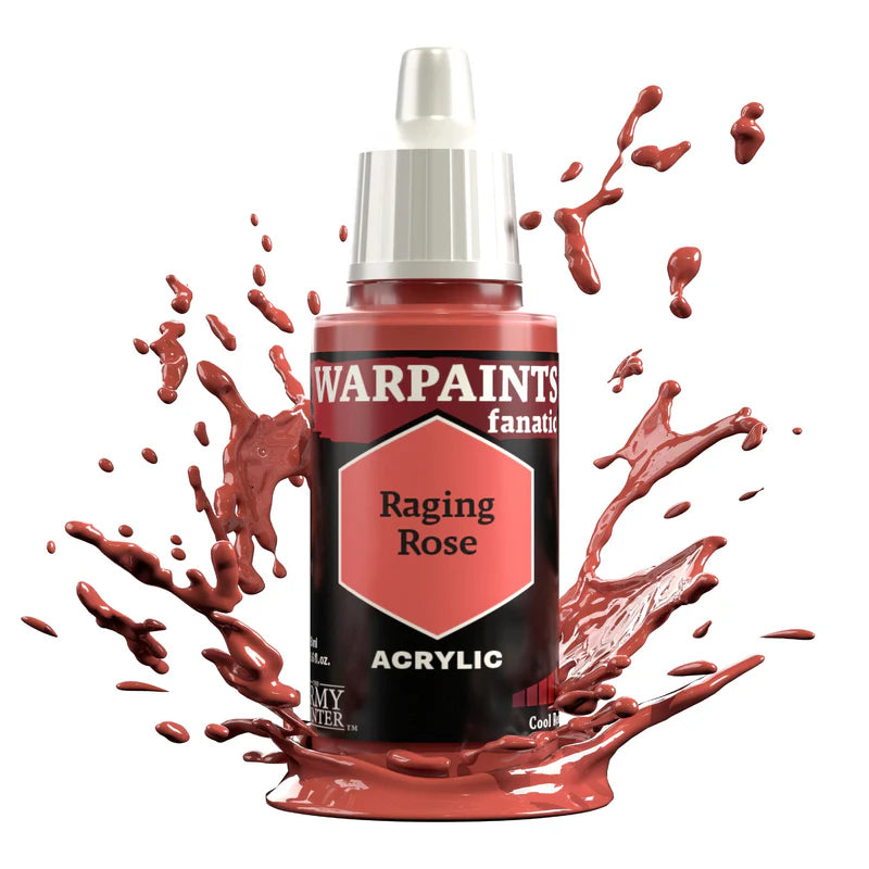 Warpaints Fanatic Raging Rose 18ml paint bottle with light red acrylic color visible.