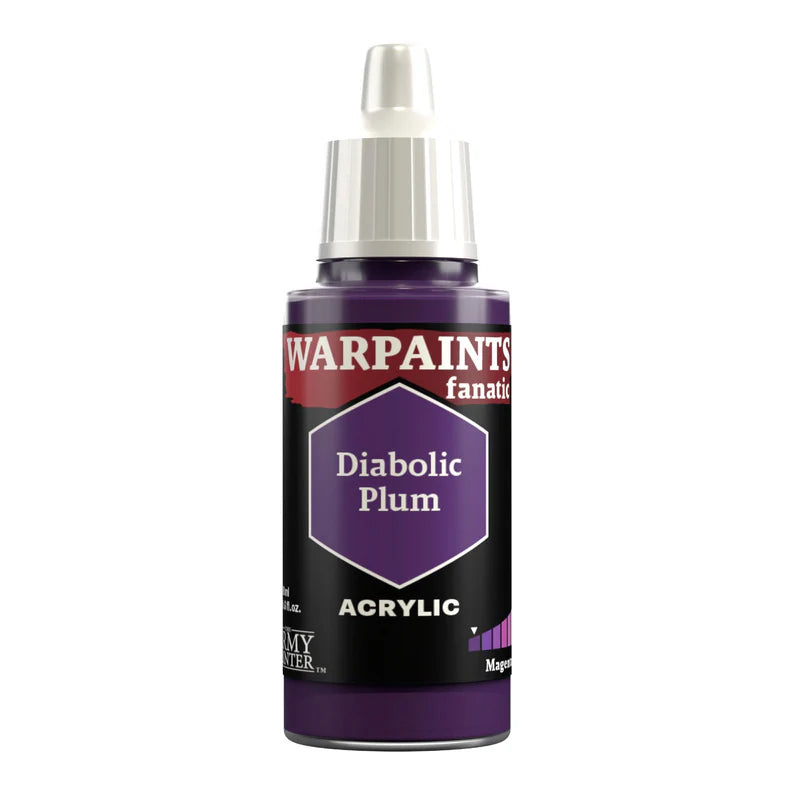 Warpaints Fanatic Diabolic Plum 18ml acrylic paint bottle with white cap.