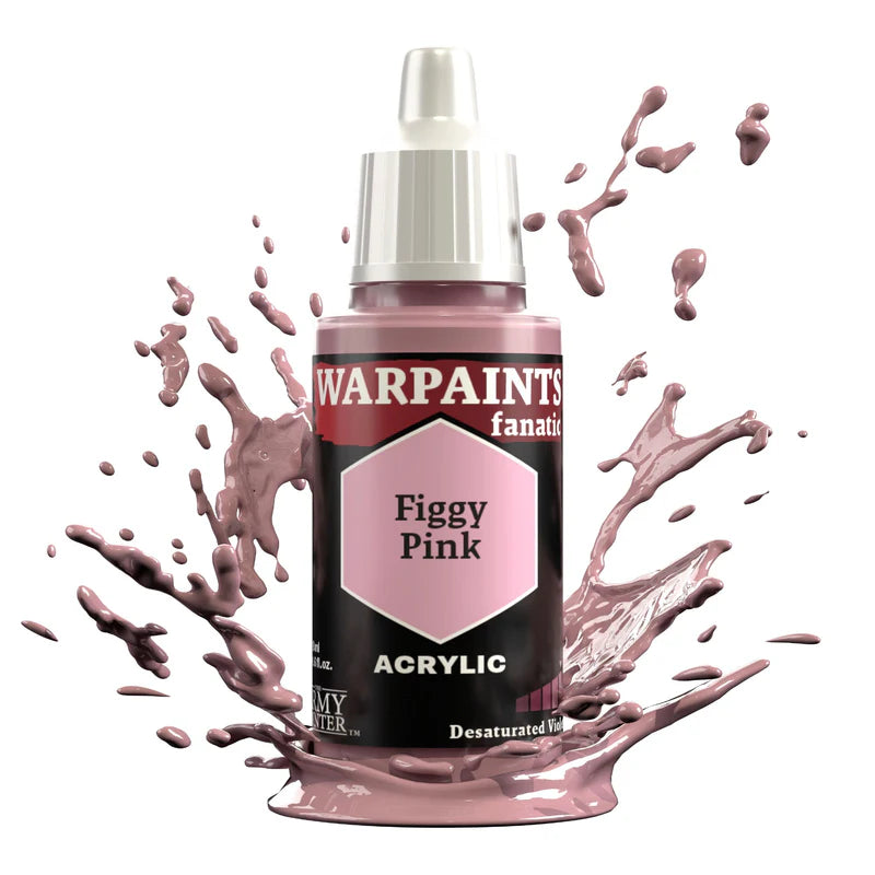 Warpaints Fanatic Figgy Pink 18ml acrylic paint with desaturated violet splashes on white background.