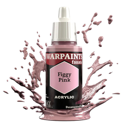 Warpaints Fanatic Figgy Pink 18ml acrylic paint with desaturated violet splashes on white background.