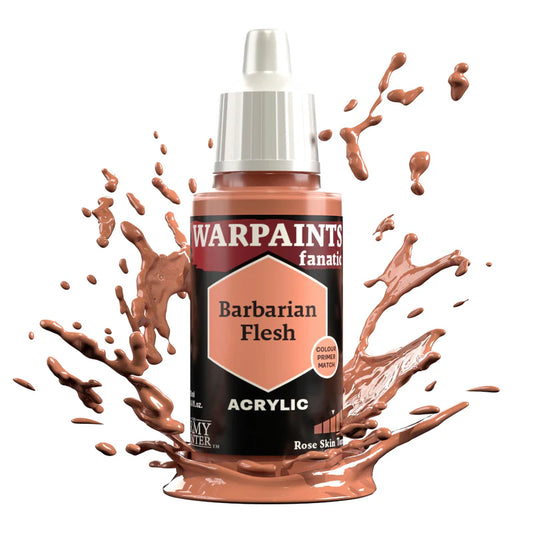 Warpaints Fanatic Barbarian Flesh 18ml paint bottle with droplets around it.