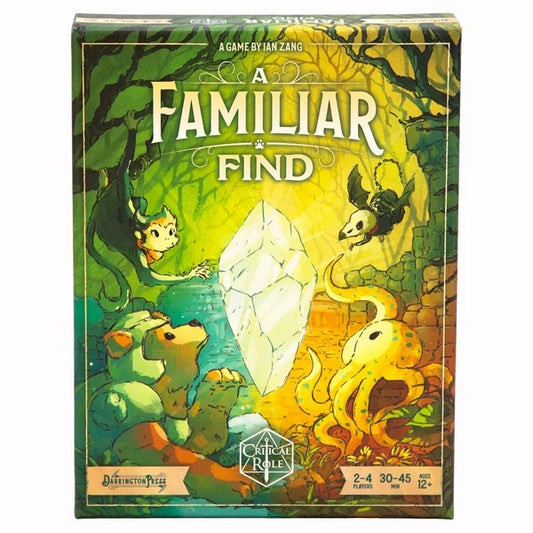 A Familiar Find game box featuring animals and a glowing crystal.