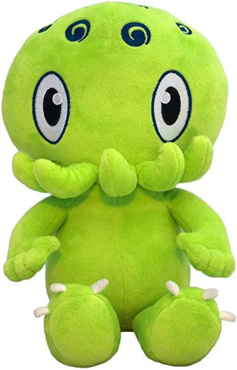 C is for Cthulhu GREEN Plush with big eyes, a swirled head, and tentacles.