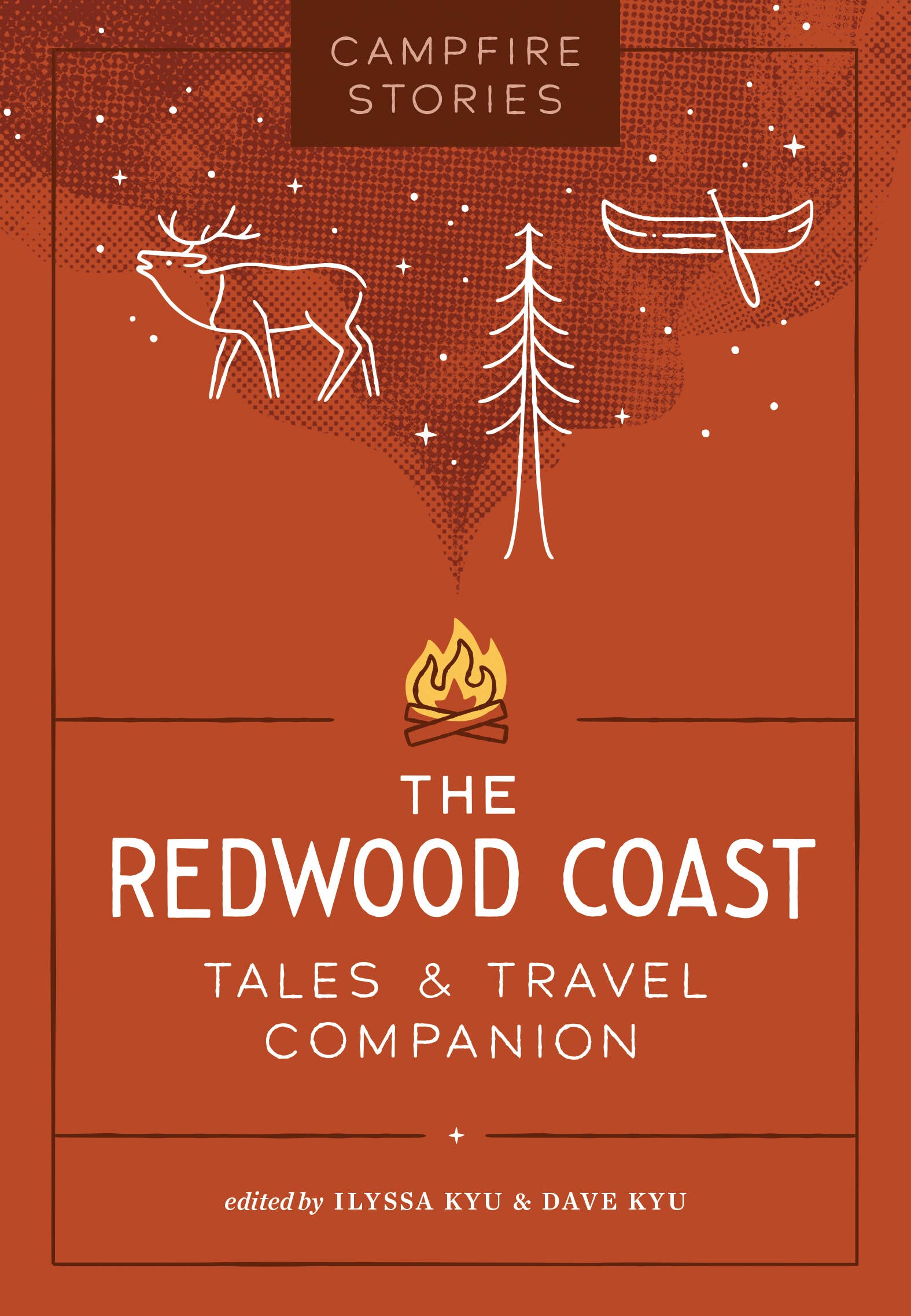 Campfire Stories: The Redwood Coast book cover with deer, tree, canoe, and fire.