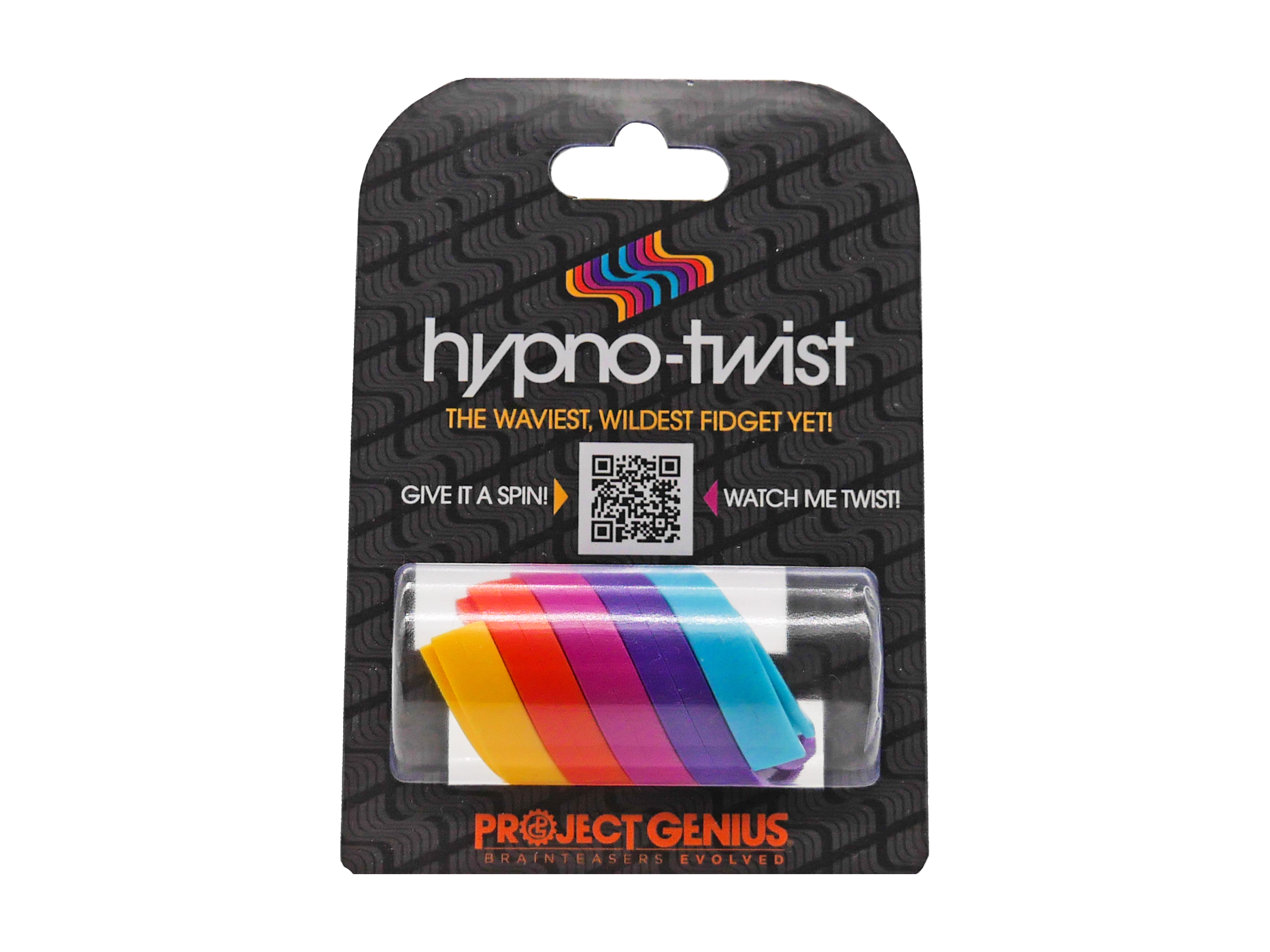 Hypno-Twist Rainbow Fidget by Project Genius with QR code visible on the product label.