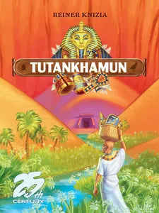 Tutankhamun game featuring a person in Egyptian attire near a temple of treasures and a pharaoh mask.