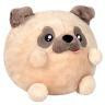 Undercover Pug in Queen Costume plush toy with beige fur, dark ears, and large eyes.