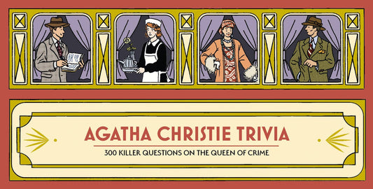 Agatha Christie Trivia game with 300 questions on illustrated cards. Four vintage figures shown on packaging.