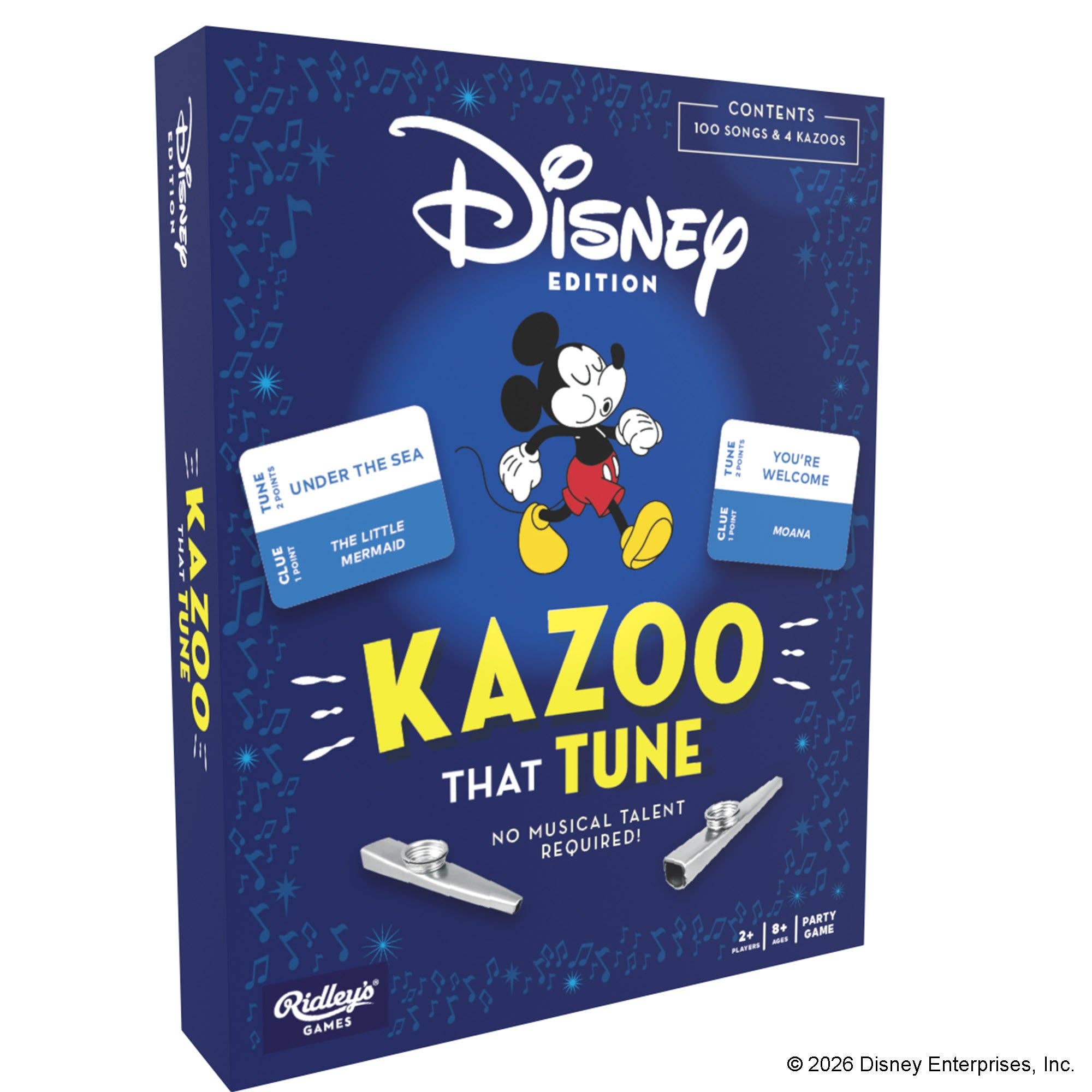 Disney Kazoo That Tune game featuring Mickey Mouse, kazoos, and cards.