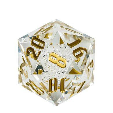 55mm Titan D20 Sharp Edge Bubbles die with gold numbers and a decorative center.