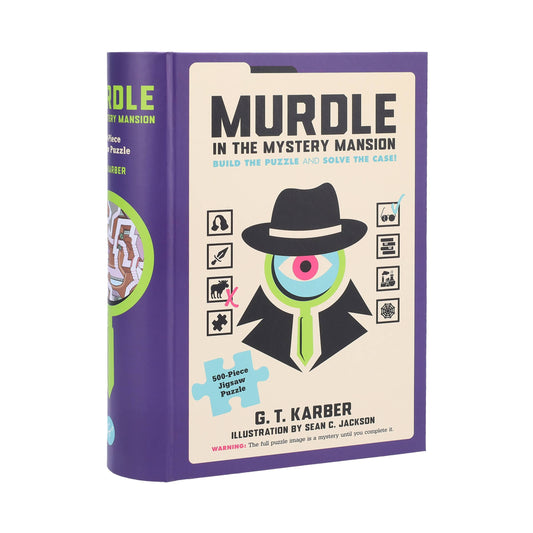Murdle in the Mystery Mansion 500-Piece Jigsaw Puzzle featuring a detective and logic puzzle theme.