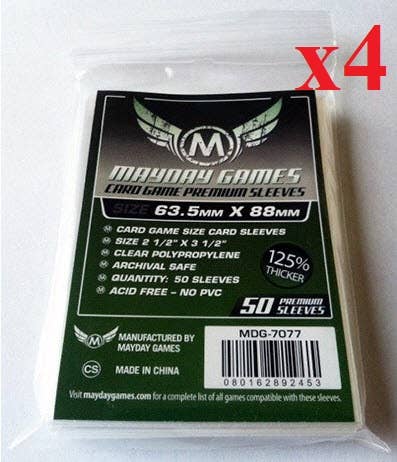 Four packs of Premium Card Game Sleeves, 63.5 x 88 mm, dark green, 50 sleeves each.