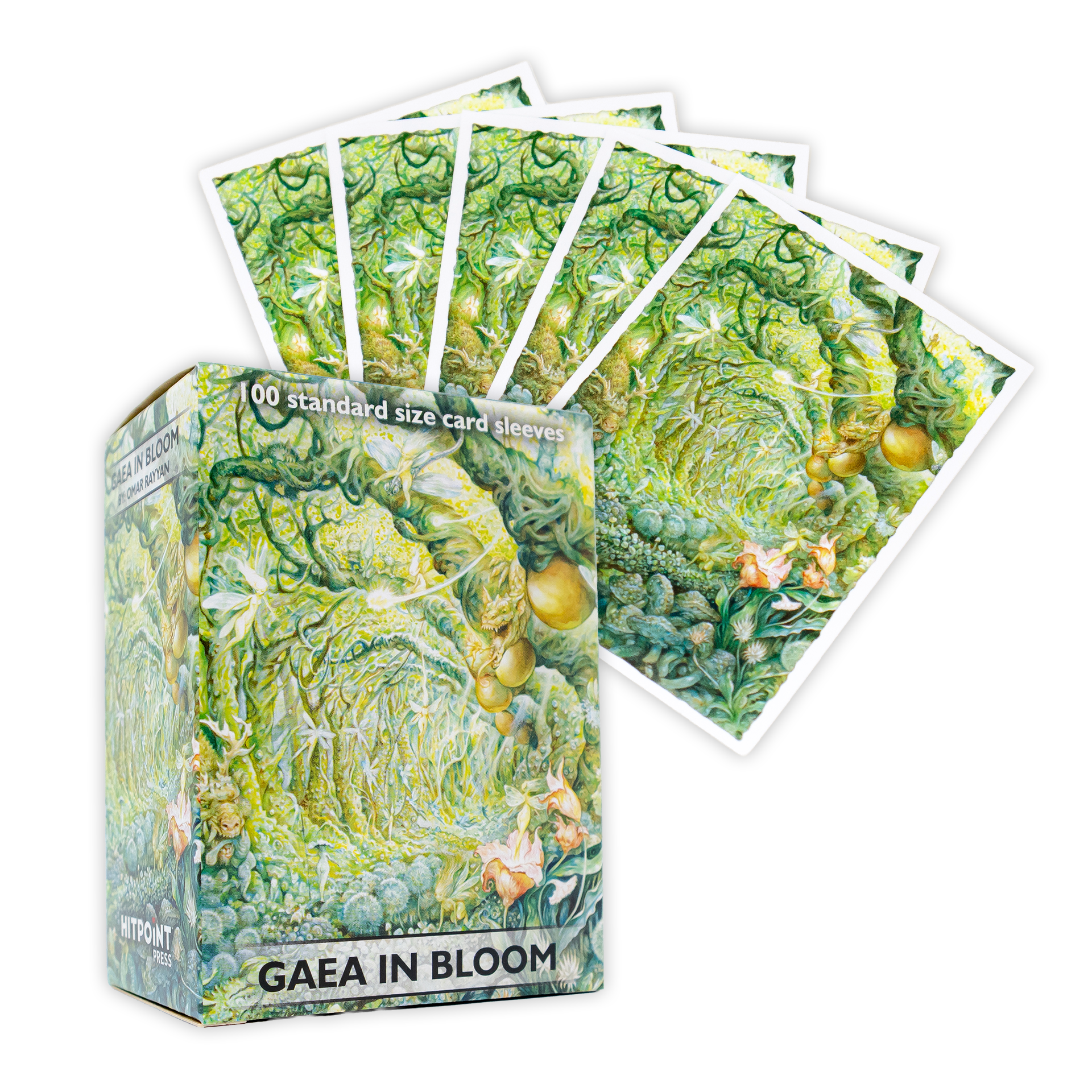 Box and 5 Dragon Shield Matte Sleeves, Gaea In Bloom (Omar Rayyan) edition with plant and orange flower design.