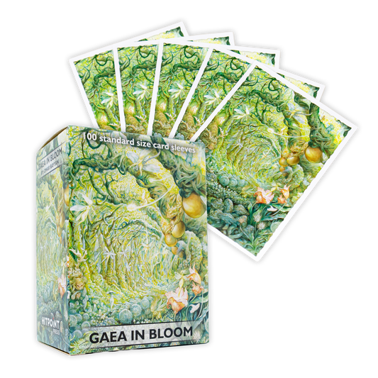 Box and 5 Dragon Shield Matte Sleeves, Gaea In Bloom (Omar Rayyan) edition with plant and orange flower design.