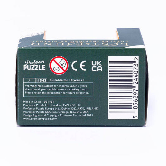 Ancient Civilizations Wood Puzzles box displaying brainteasers, safety warnings, and a barcode.