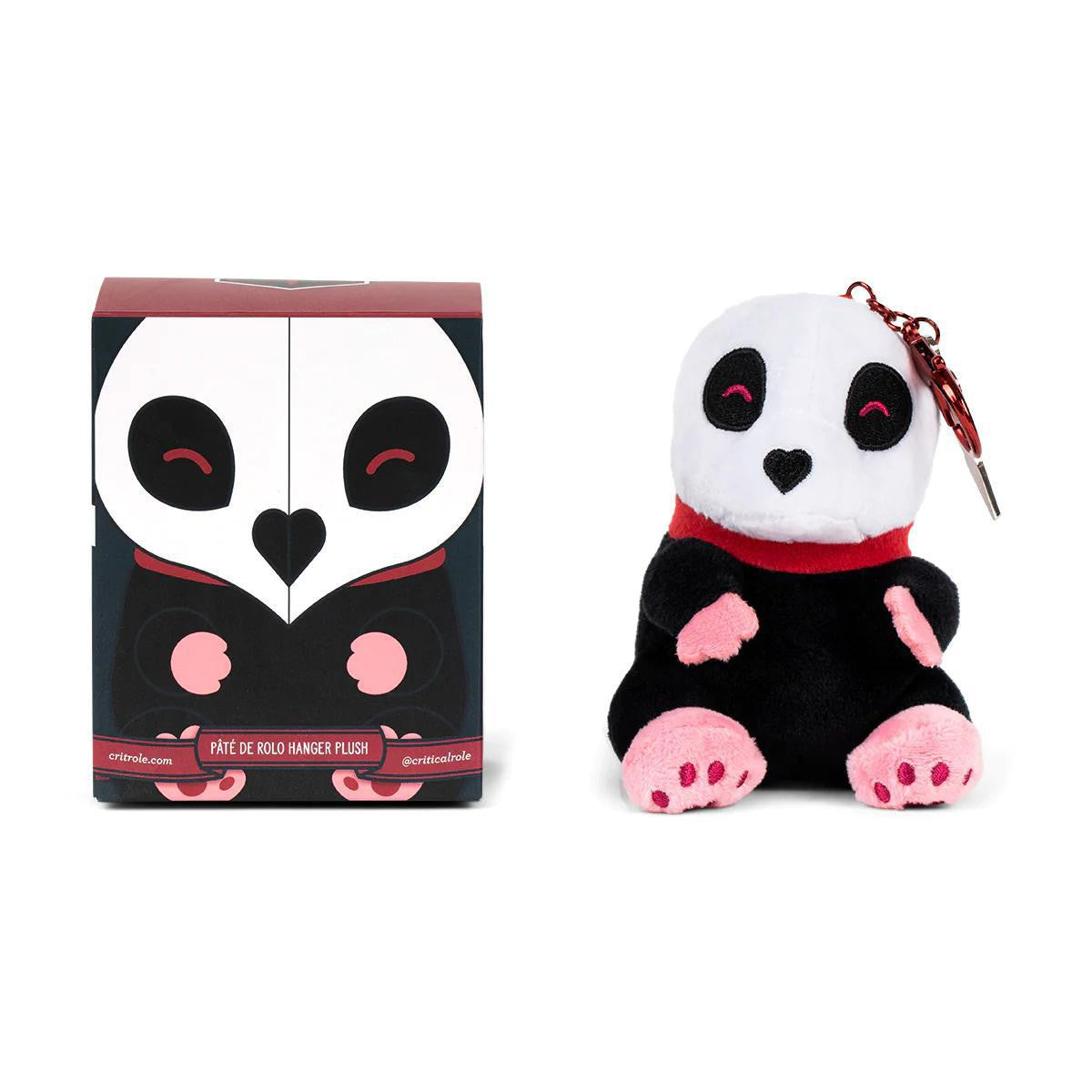 Pate de Rolo 4-Inch Hanger Plush with a red collar. Box also visible.