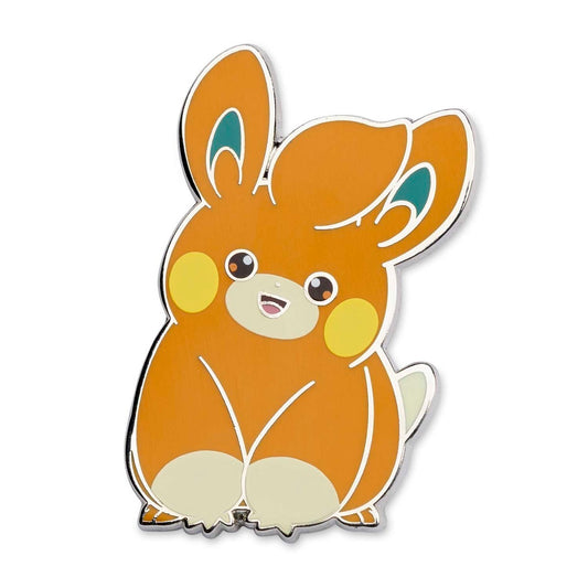 Pawmi Enamel Pin with orange cartoon design, large ears, yellow cheeks, and a smiling expression.