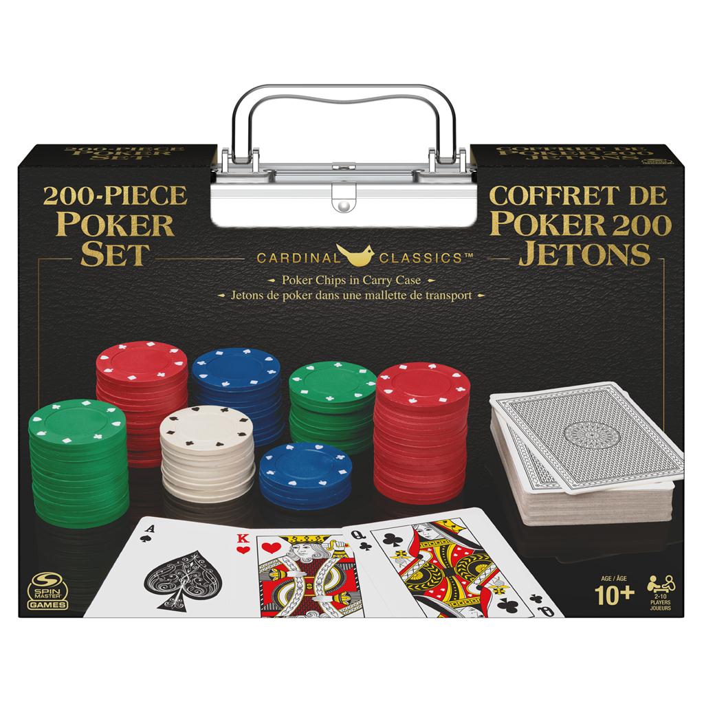 200 Piece Poker Set Cardinal Classics with chips, cards, and a silver handle for Texas Hold Em.