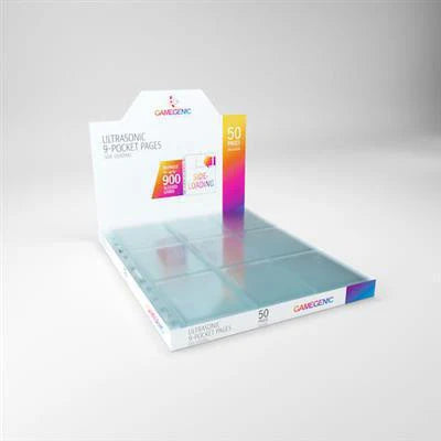 Gamegenic Ultrasonic 9 Pocket Card Pages, clear box with 50 ultra-clear protective card sheets included.