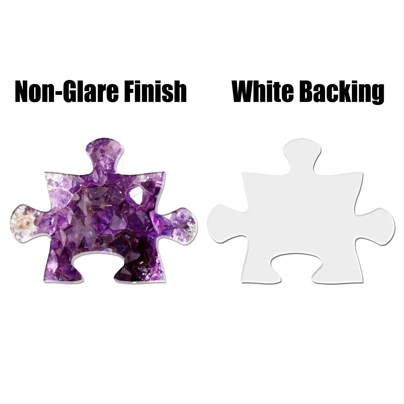 Purple Chromatic Crystals “Non-Glare Finish” gem and white Chromatic Crystals “White Backing” piece.