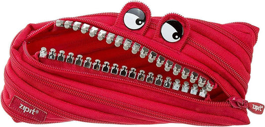 Zipsters Grillz Mini Pouch - RED: Mini red pouch with zippered mouth and cartoon eyes.