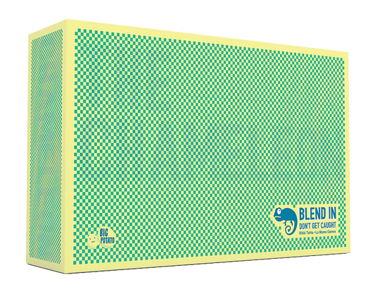The Chameleon board game box, yellow and green, with a chameleon and the text: Dont Get Caught.