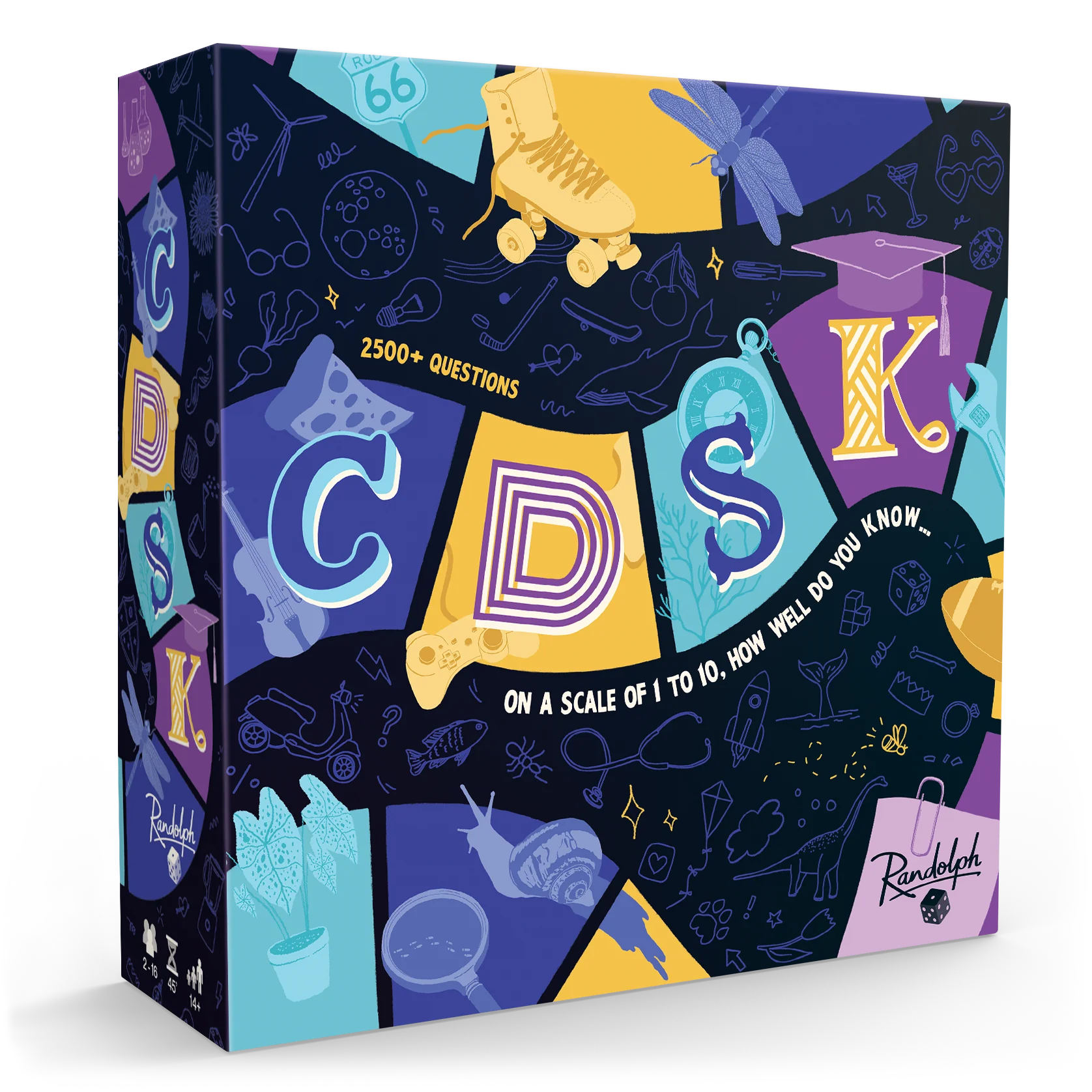 CDSK board game box showing the title in bold letters, colorful icons, and the tagline How well do you know...?.