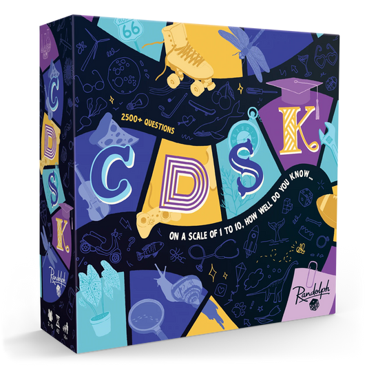CDSK board game box showing the title in bold letters, colorful icons, and the tagline How well do you know...?.