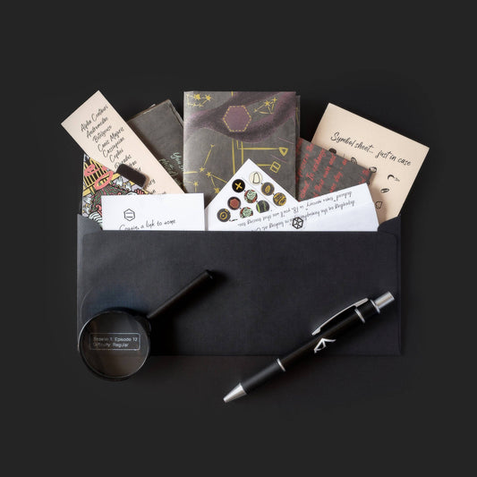 Black envelope with stationery, Family Secrets Series: Episode 12 - Bloodlines.