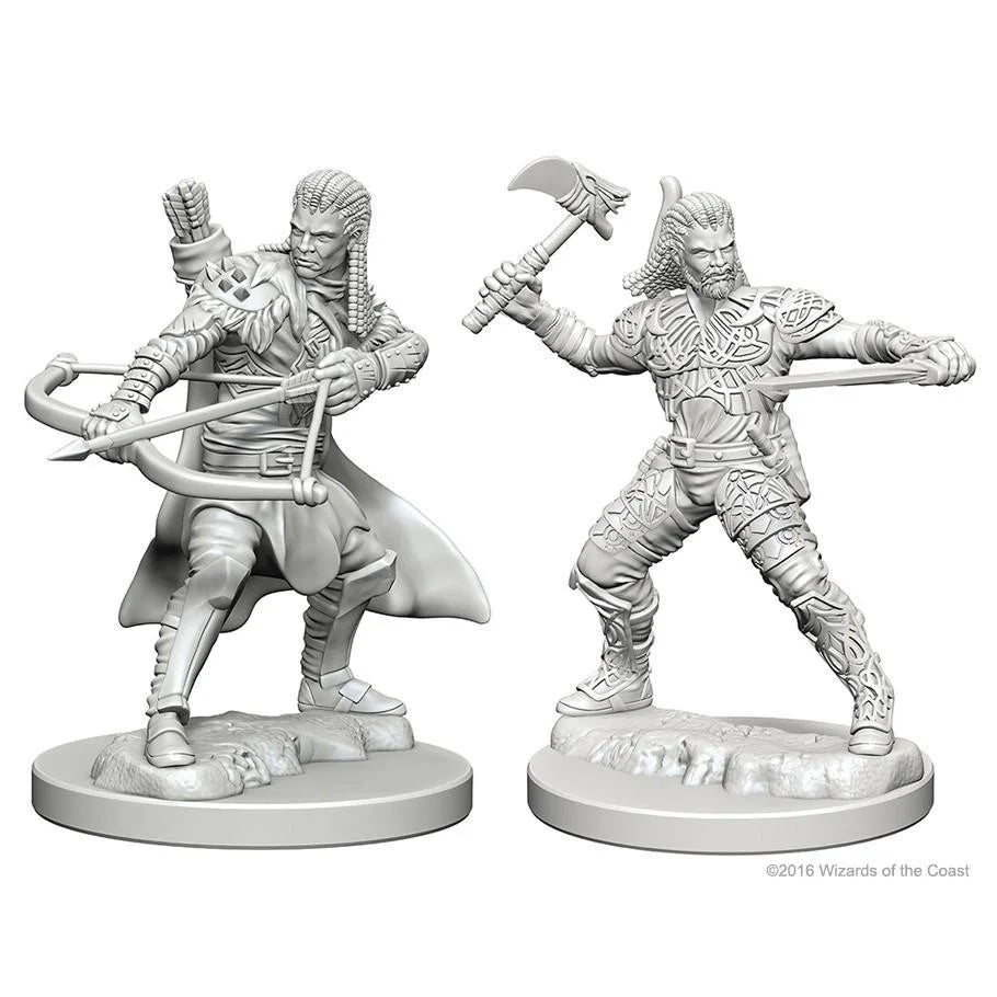 D&D NMU Human Male Ranger W1 set with two miniatures: one archer and one axe-wielding warrior.