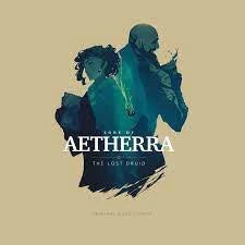 D&D 5E Lore of Aetherra Campaign Setting cover with two figures and a glowing pendant.