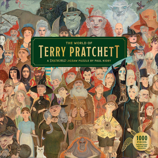 The World of Terry Pratchett 1000 Piece Puzzle by Paul Kidby featuring Discworld characters.