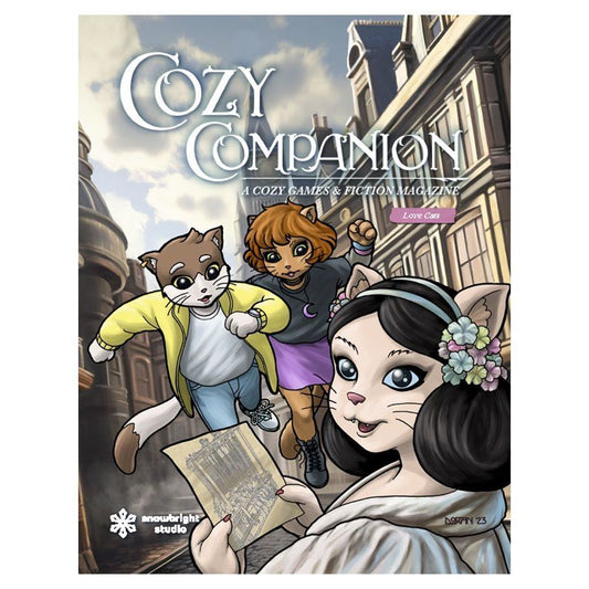 Cozy Companion Love Cats product with cat and dog kids, including a flower-crowned cat, in a city setting.