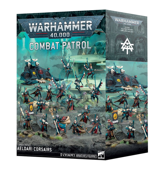Warhammer 40,000 Aeldari: Corsairs Combat Patrol box with painted miniatures.