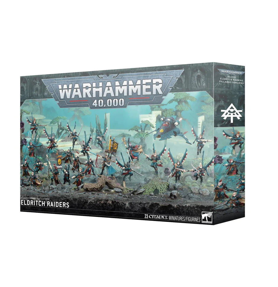 Warhammer 40,000 Aeldari Eldritch Raiders Battleforce set with 23 painted miniatures, including Corsair Skyreavers.