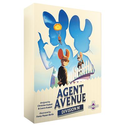 Agent Avenue: Division M box featuring illustrated spy mice and large blue mouse silhouettes.