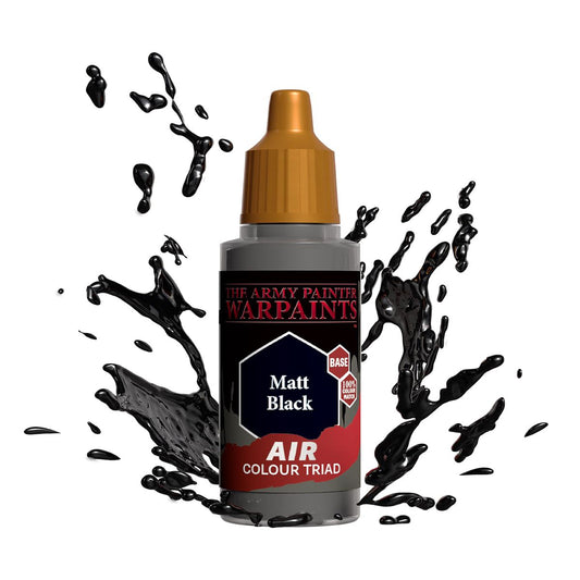 Warpaints Fanatic Air Matt Black 18ml airbrush-ready acrylic paint bottle.