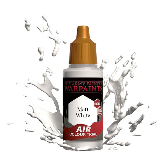 Warpaints Fanatic Air Matt White 18ml bottle with white liquid splashing around it.